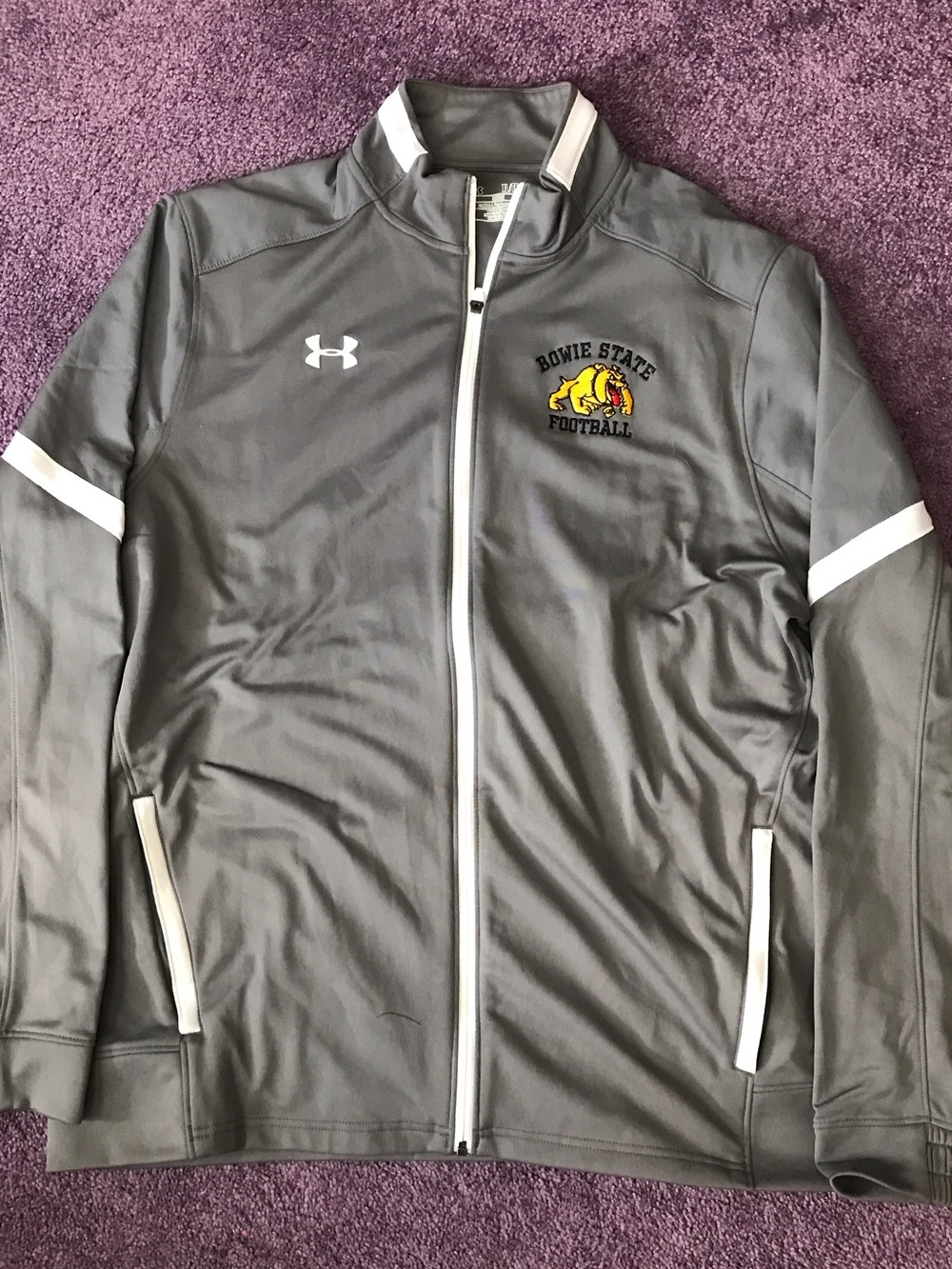 Under Armour Gray Full-Zip Performance Jacket with Bowie State Football Logo